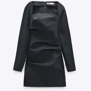 Sold- Zara grey square neck, pleated waist dress (4437/318/806)